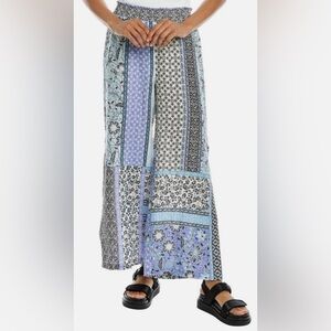 Johnny Was Casablanca‎ Wide Leg Linen Patchwork Floral Pull-On Lounge Pants L